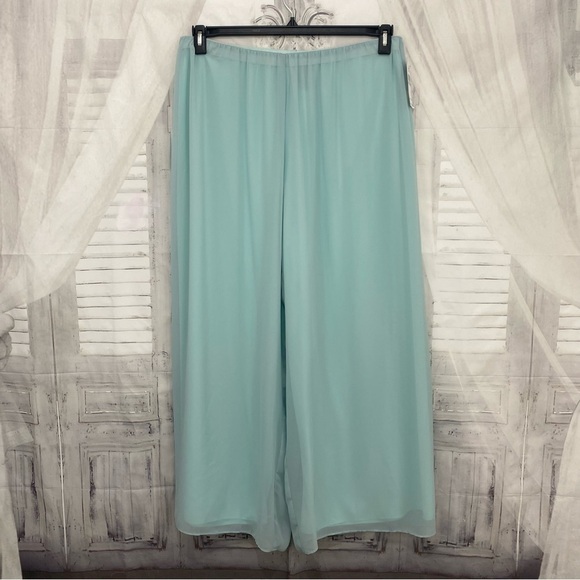 Alex Evenings Size 1X Plus Mint Green Chiffon Overlay Wide Leg Pants Formal NWT - Picture 4 of 9